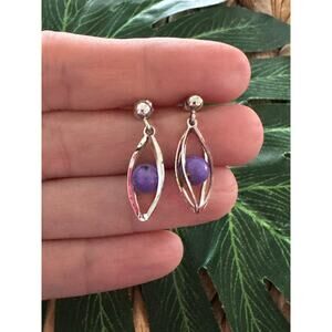 BOGO free caged purple bead earrings
